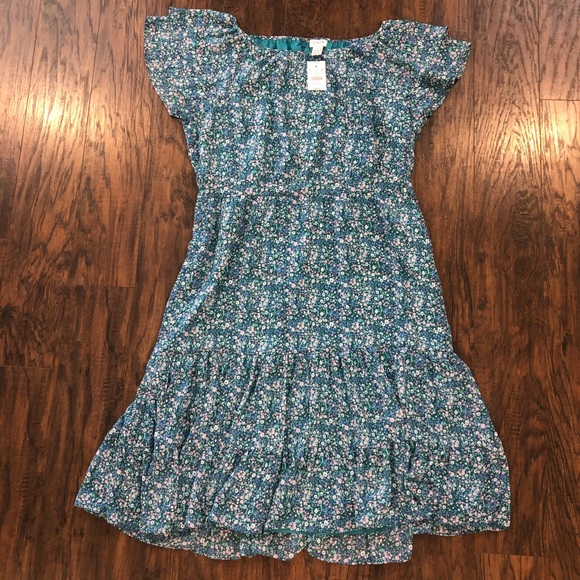 teal floral midi dress